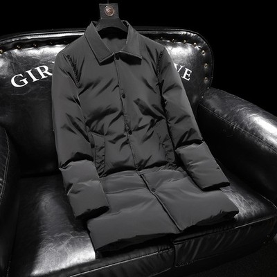 Mens Thickened Long 90% White Duck Down Jacket Collar Slim Fit Warm Down Jacket