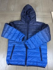 Eddie Bauer Jacket Kids Medium 10-12 Blue Reversible Hooded Down Puffer Zip