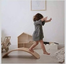 Wooden Wobble Balance Board   Montessori Rocker Toy   Natural Wood