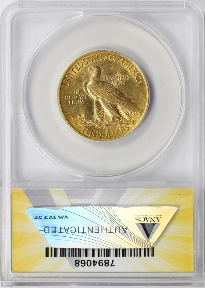 1912 $10 Indian Gold Eagle ANACS AU50 Details - Cleaned - Image 2 of 4