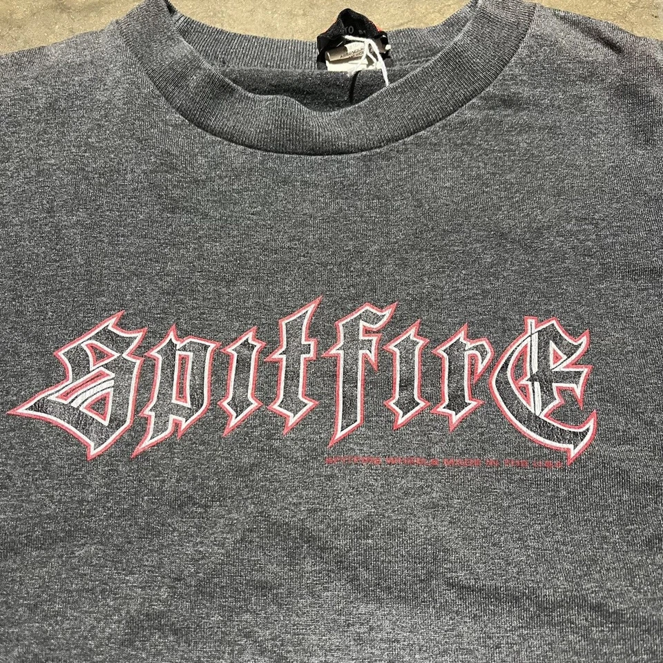 Camiseta Patinador Manga Larga Gris Spitfire Años 90 Y2k Vintage Foto 3 de 4