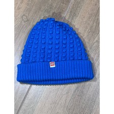 LEGO Kids Blue Knit Beanie Hat with Classic Face OSFM