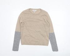 Gharani Strok Damenpullover beige grau Kaschmir UK 12 Medium