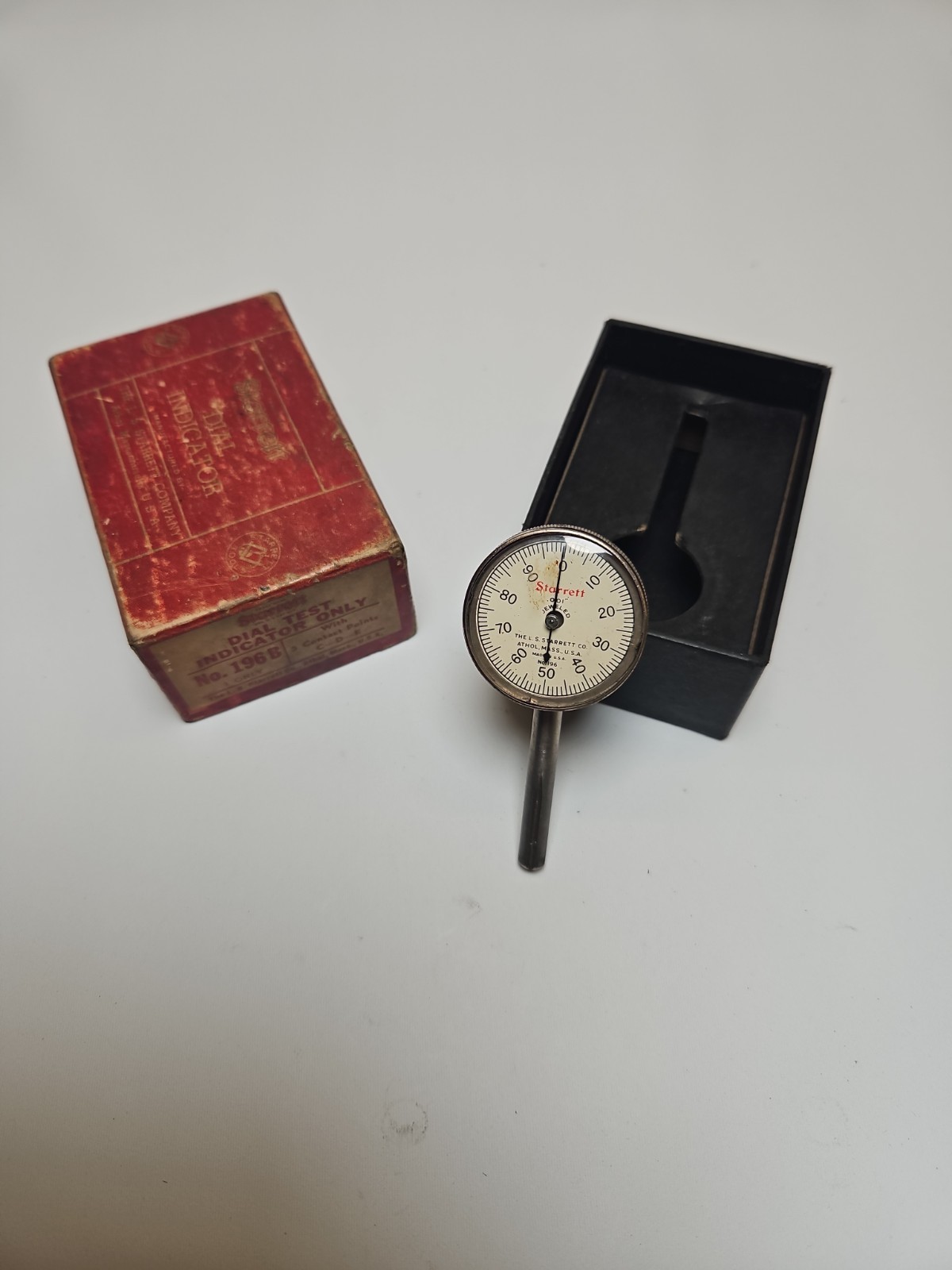 Vintage Starrett No.196B Dial Test Indicator with Original Box