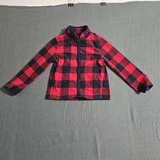 Osh Kosh Bgosh Childrens 5t Blue  Red Plaid Fleece Full Zip Jacket W/ Pockets