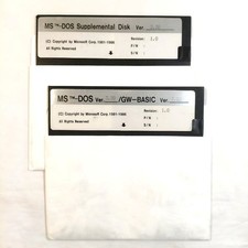 Vintage Microsoft MS-DOS 3.30 GW-BASIC 3.22 5.25" Floppy Disks Lot of 2 OEM