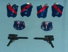 vintage G.I. GI JOE gijoe TOMAX + XAMOT BODY PARTS + GUNS lot #3 weapons waist