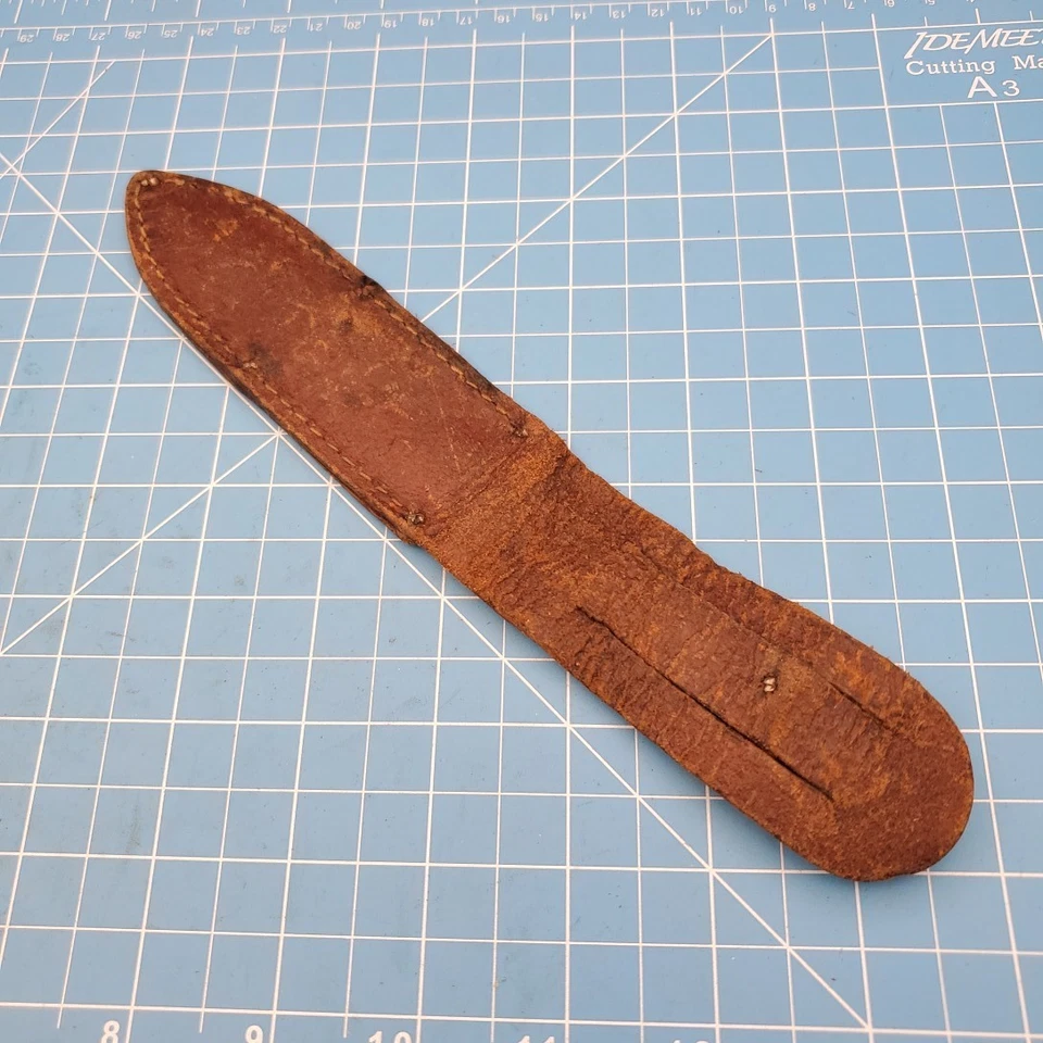 Vintage Fixed Blade Knife Sheath Brown Leather Belt Pouch Case 9"x 4.5"  - Image 3 of 4