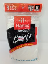 Vintage Hanes Boys Briefs Underwear Size 8 White Cotton 3 Pair NIP 1997