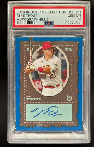 2024 TOPPS BROOKLYN COLLECTION MIKE TROUT AUTO BLUE 06/15 PSA 10 GEM MINT