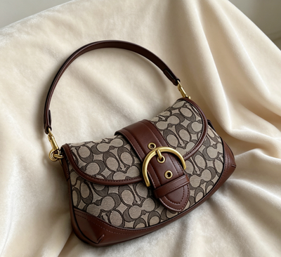 COACH Soho Bag Signature Jacquard Shoulder Bag CJ814 Brown Multi