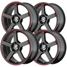 (Set-4) Motegi MR116 FS5 17x7 4x100/4x4.5" +40mm Black/Red Wheels Rims 17" Inch