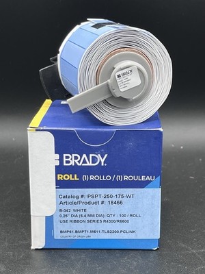 Brady PSPT-250-175-WT PermaSleeve 1/4  x 1.75  White 100/Roll NOS