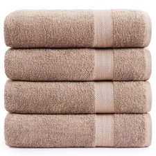 Bath Towel Set 100 Cotton 4 Piece Soft Absorbent Taupe
