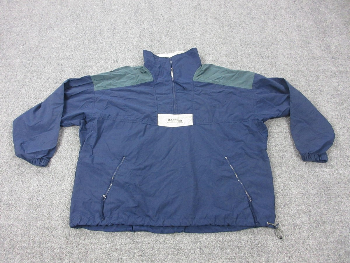 90s OLD Columbia heavy weight スウィングトップ Vintage Columbia Jacket Mens XL Blue Green Half Zip Windbreaker