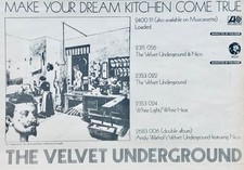 THE VELVET UNDERGROUND 1971 vintage PRINT ADVERT Lou Reed John Cale KITCHEN