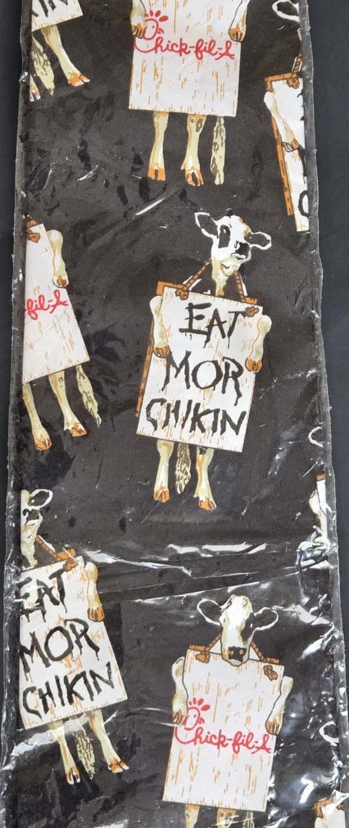 Chick-Fil-A Employee Neck Tie Cows Holding "Eat Mor Chikin" Signs Novelty New