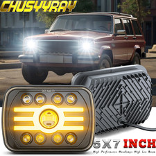 Pair For Jeep Cherokee Xj 1984-2001 5x7 7x6 Led Headlights For Wrangler Yj H4