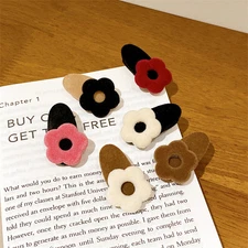 Velvet Bangs Side Clip Small Flower Hair Clip Duckbill Clip Barrette Fall Winter
