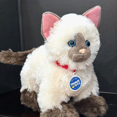 Build A Bear Siamese Cat Plush Promise Pet Cream Brown Blue Eyes BABW Stuffed - Picture 12 of 16