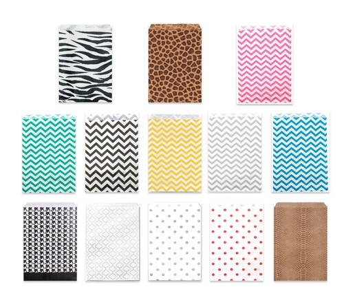 Lote de 5x7, 6x9 bolsas de regalo de papel, Chevron, cebra, leopardo, lunares fiesta boda - Imagen 74 de 94