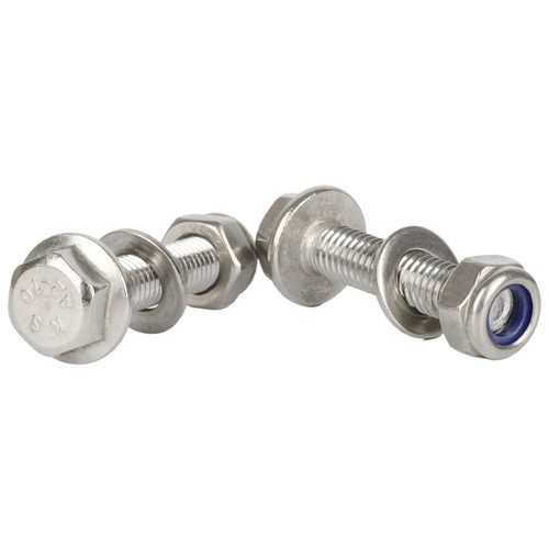 Pernos de cabeza hexagonal con bridas M5 M6 M8 M10 con tuercas y lavadoras Nyloc A2 acero inoxidable - Imagen 4 de 25