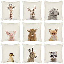 Giraffe Rabbit Elephant Donkey Fox Raccoon Pillow Case Duck Cow Cushion Covers