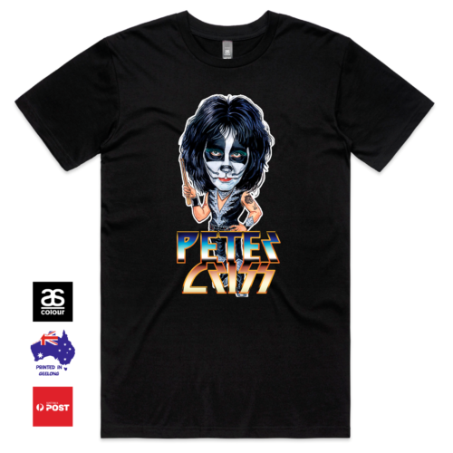 KISS Peter Criss T-Shirt Cartoon T shirt Metal Rock Band Music Unisex Tee - Picture 1 of 8