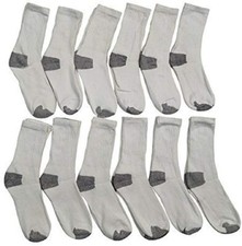12 Pk Yacht Smith Value Pack Cotton Ribbed Crew Socks,Boys Girls-Black,6-8
