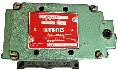 Numatics 34JPR4430, 5 Port Pneumatic Valve, Manifold and Gasket, used (BB2)