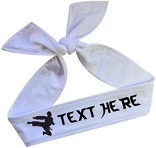 Personalized Martial Arts Headband with Kicking Man - Taekwondo Karate in Vinyl
