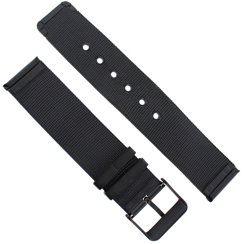 22 mm Milano PVD negro mate dos piezas malla fina con ojales correa de reloj para hombre ME005 Foto 4 de 4