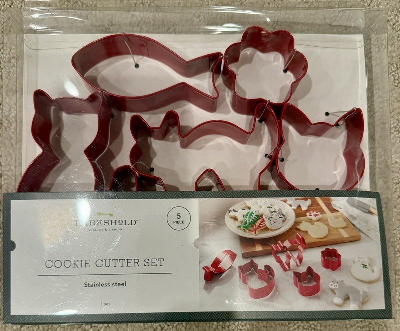 CAT Theme Threshold Cookie Cutters Set Stainless Steel Fish Kitten Paw 5-Pc NEW