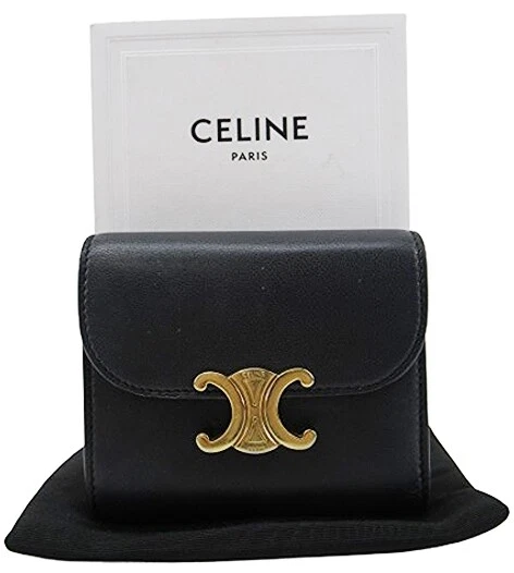 Celine Small Wallet Triomphe Shiny Calfskin Short Bifold 10D783Dpv