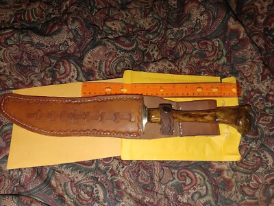 Damascus 10in Knife With Deer Bone Handle