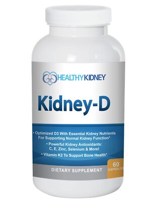 Kidney-D Supplement   Vitamin D3 & 7 Kidney Support Nutrients for Health