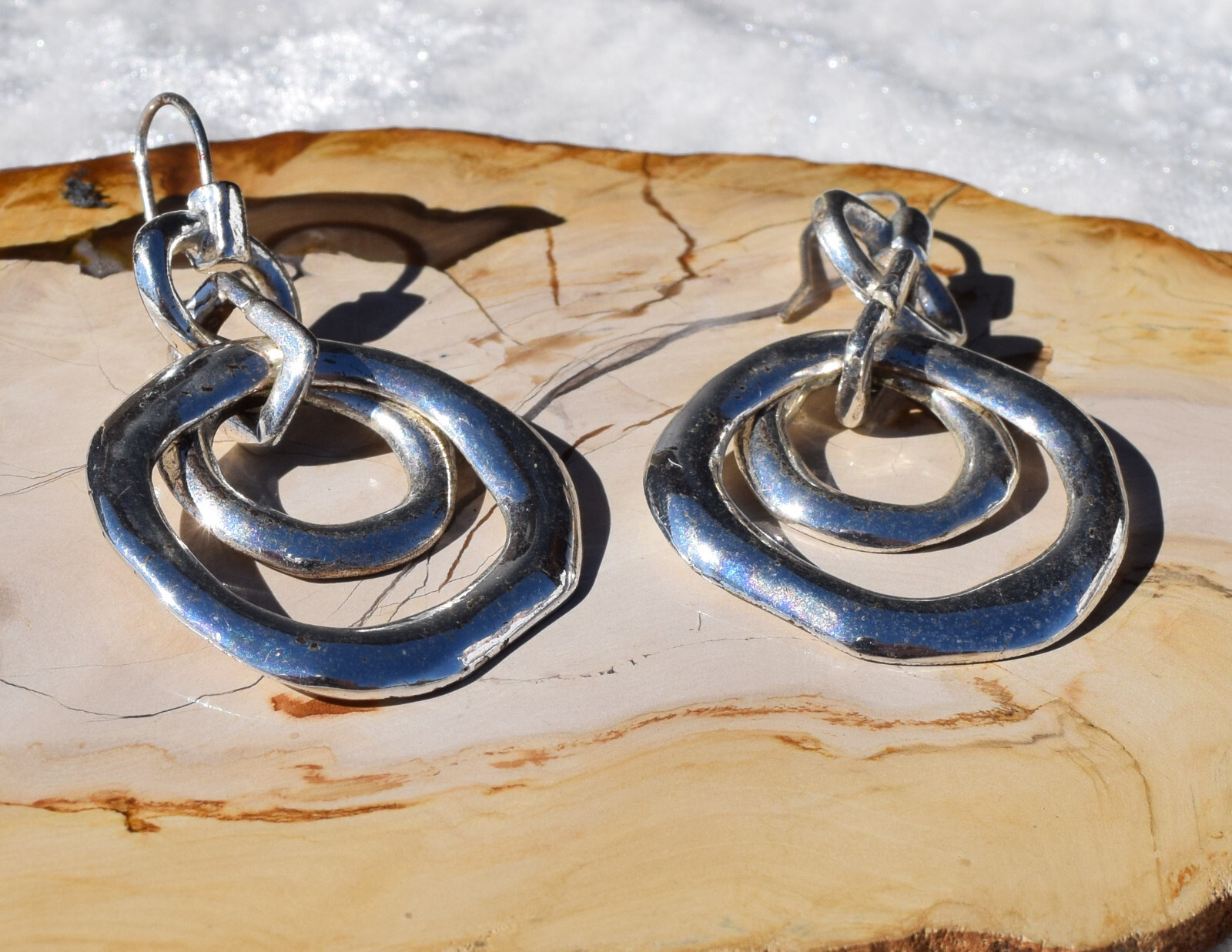 Abstract Design Circles Drop Dangle Earrings Hook… - image 2