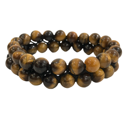 SHNAYA JEWELS Blue Star Tiger Eye Gemstone Choker Necklace | 8mm Round Beads, 15.5" Stretch
