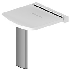 Image of AKW Compact Wall Mounted Shower Seat Fold-Up Bathroom Chair - Black / White