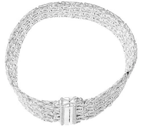 Brazalete Bizantino Todo Brillante Negrita Ancho Seis Filas Plata Esterlina Real Estilo QVC  Foto 4 de 4