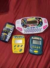 Bundle Of 4 Handheld Pocket Games Blackjack Soliatare Name That Tune Tested