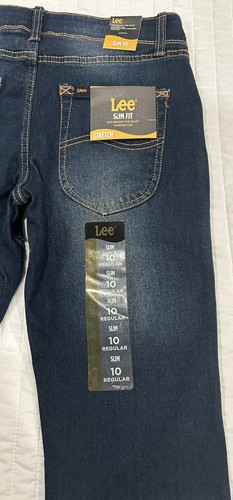 Lee boy's X-treme fit-adjustable waistband-stretch-slim fit-sz 10-Dark Indigo - Picture 9 of 12