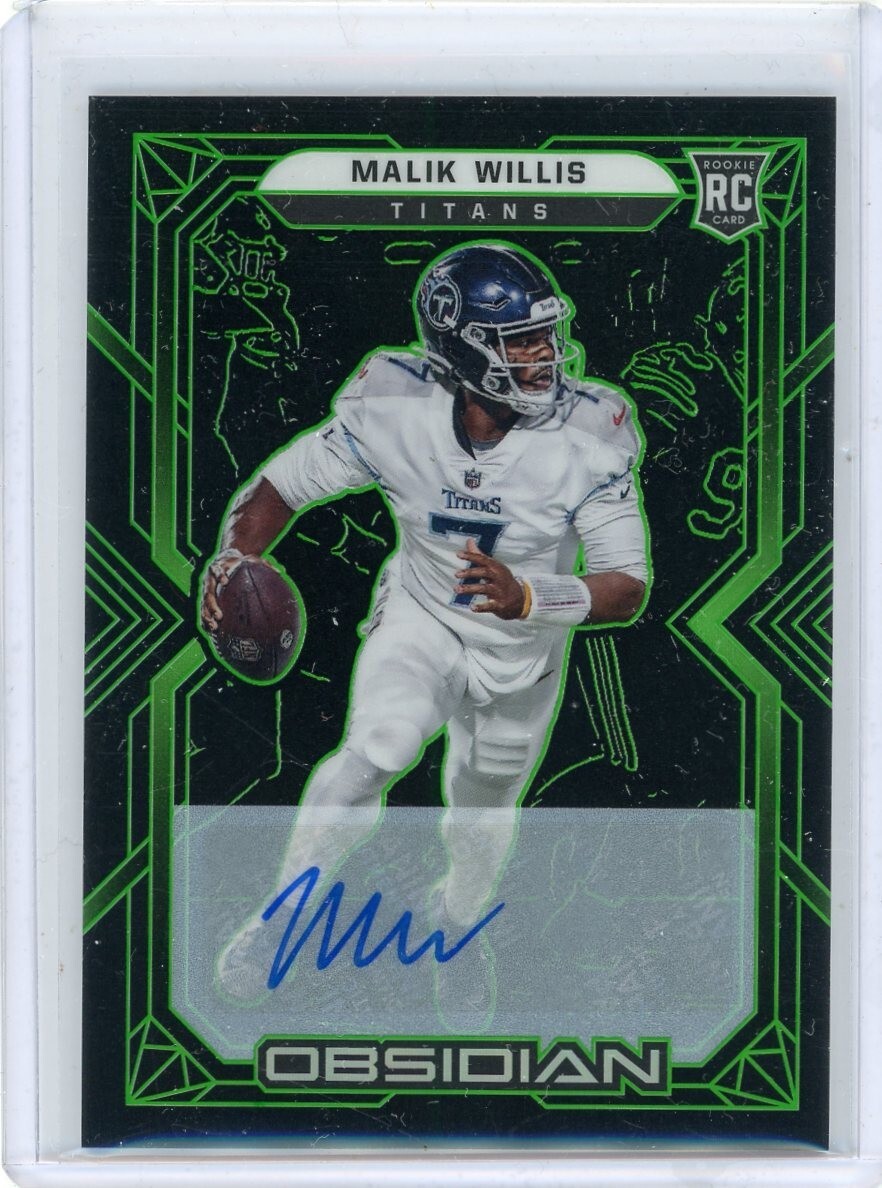 2022 Panini Obsidian Green Rookie Autograph #102 Malik Willis No 37 of 50