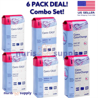 6 Pack, Cavex Alginate Impression Material 2 Color-Change, 2 Fast, 2 Regular Set