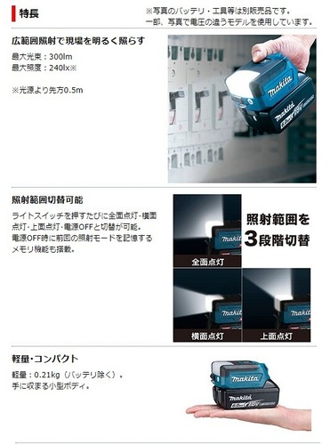 Makita 40V Work Lights ML011G 8-LED 300Lm MAX/77H With USB Out Put Body Only NEW - Picture 3 of 5