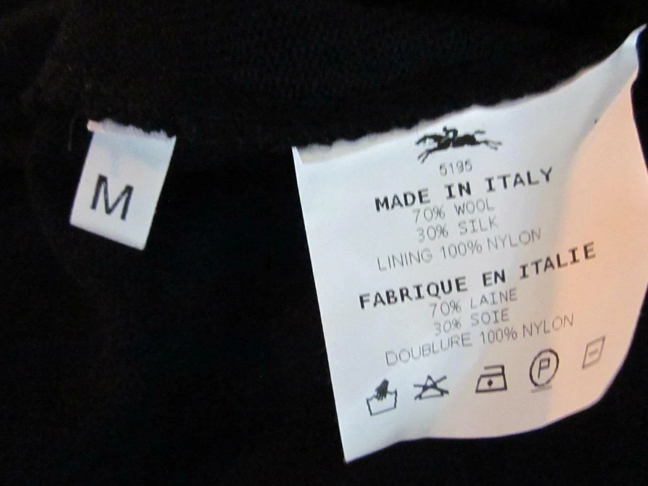 Longchamp Black Long Sleeve Knee Length Dress Sz Med Wool Silk Lined NWT Rt $620