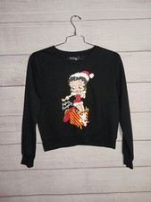 Betty Boop Santa Pudgy Holiday Christmas Womens Large Crewneck Sweatshirt New