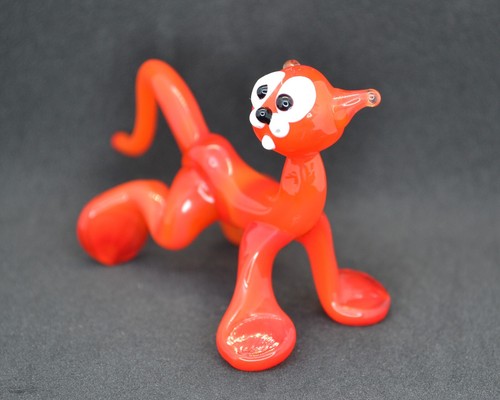 Red Glass Cat Figurine Blown Sculpture | Murano Kitten Gift for Cat Lovers - Picture 4 of 9