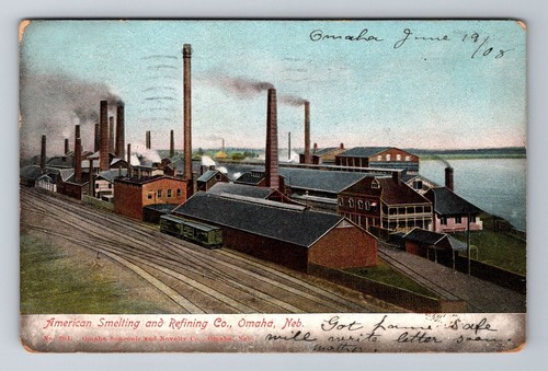 Omaha NE-Nebraska, American Smelting And Refining Co, Vintage c1908 Postcard - 第 1/2 張圖片