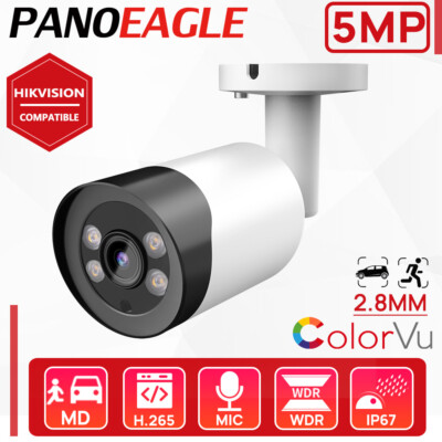 Hikvision Compatible ColorVu 5MP IP Camera PoE Bullet Audio Mic POE waterproof